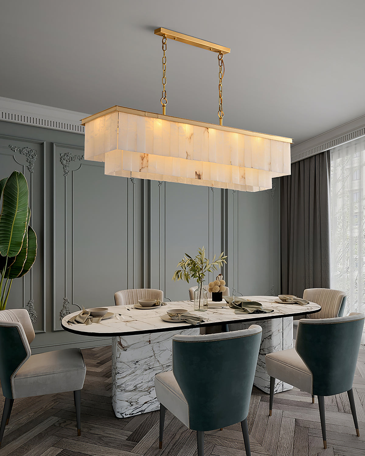 Alabaster Multi-Layered Circular Chandelier - view 10 | Liootrlamp