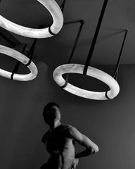 Leather Alabaster Pendant Light