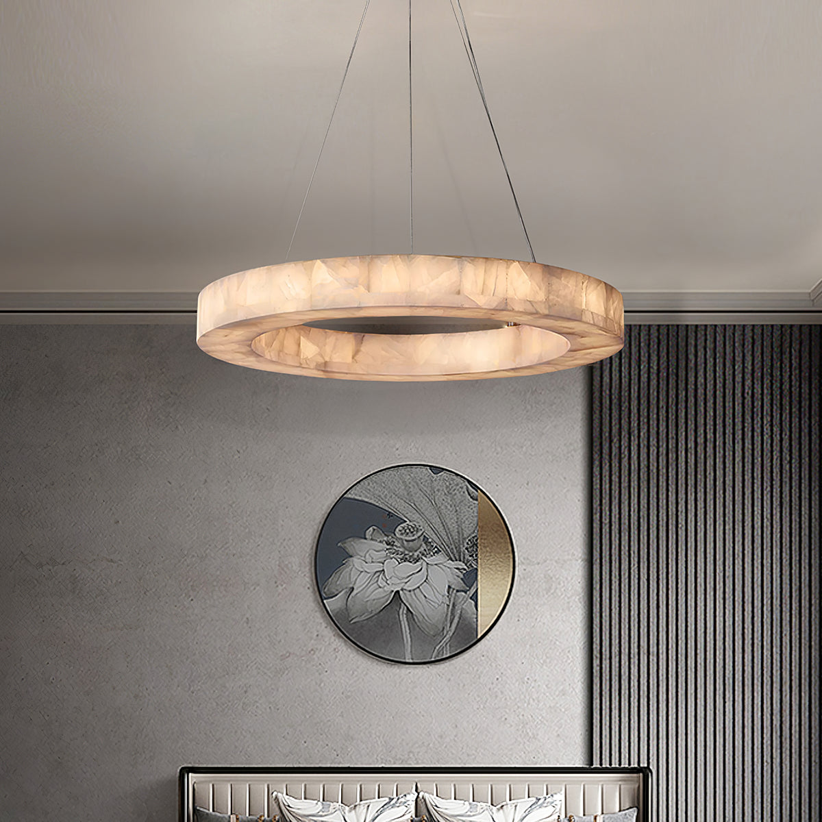 Triple Ring Alabaster Pendant Light - view 21 | Liootrlamp