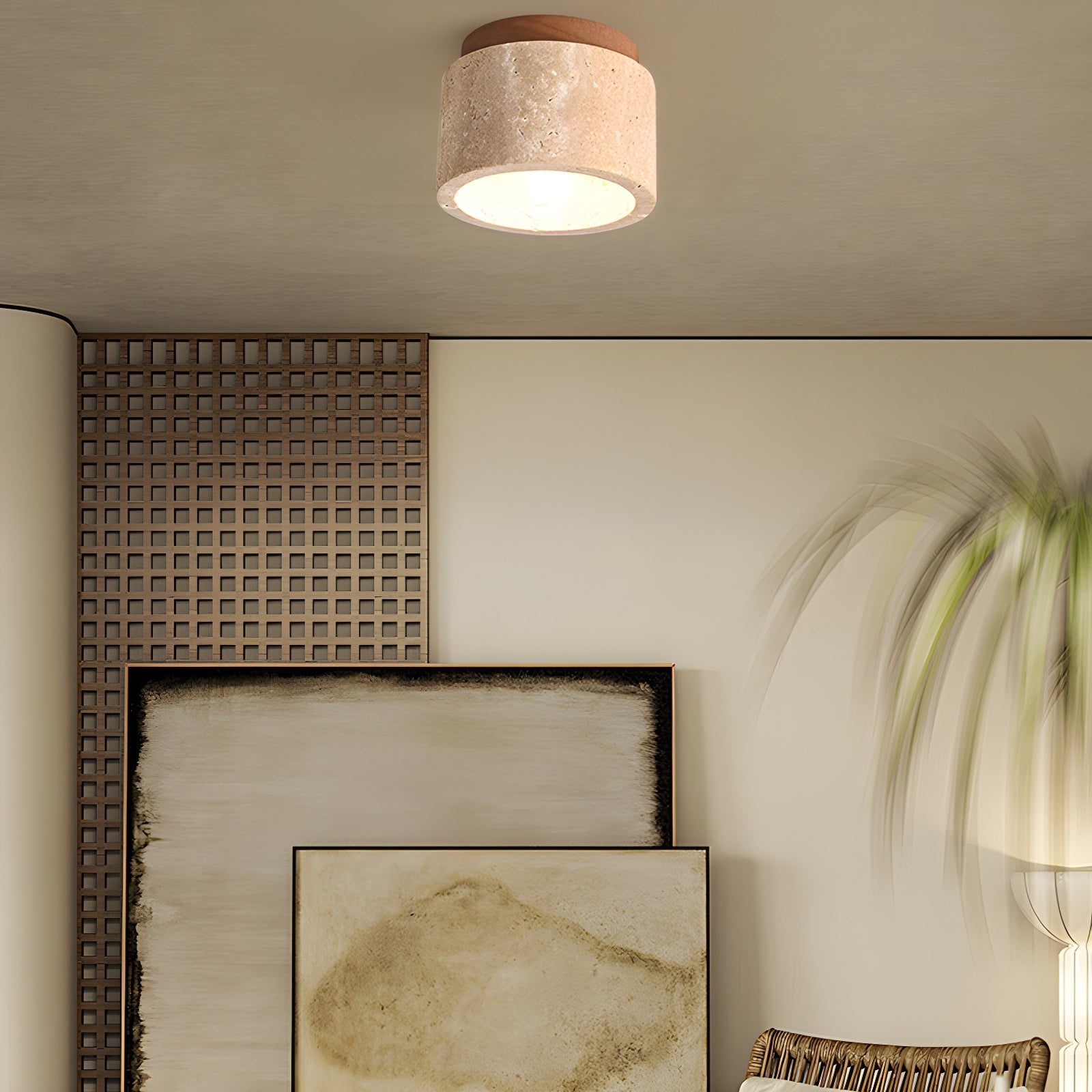Minimalist Rustic Stone Ceiling Light - view 2 | Liootrlamp