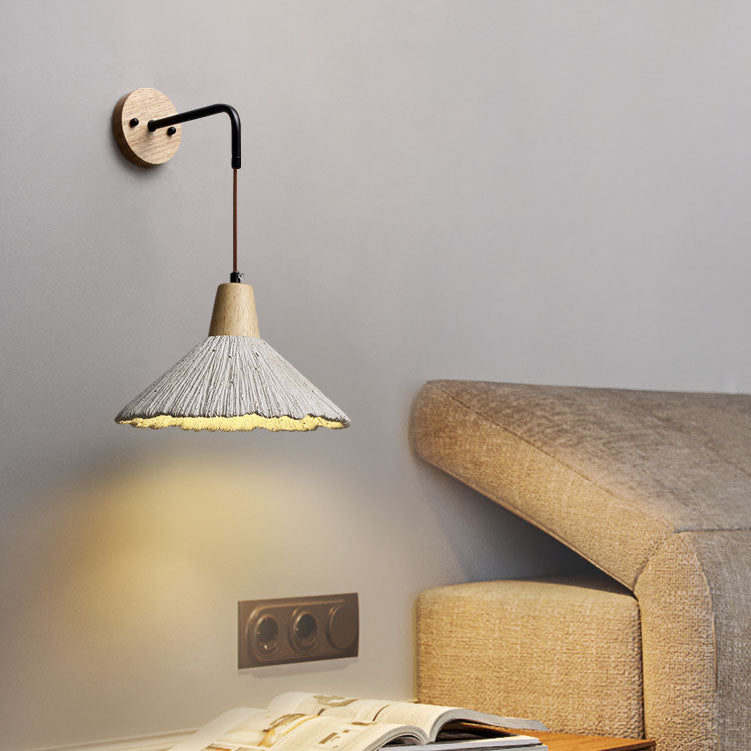 Vintage Textured Wood Wall Lamp - view 2 | Liootrlamp