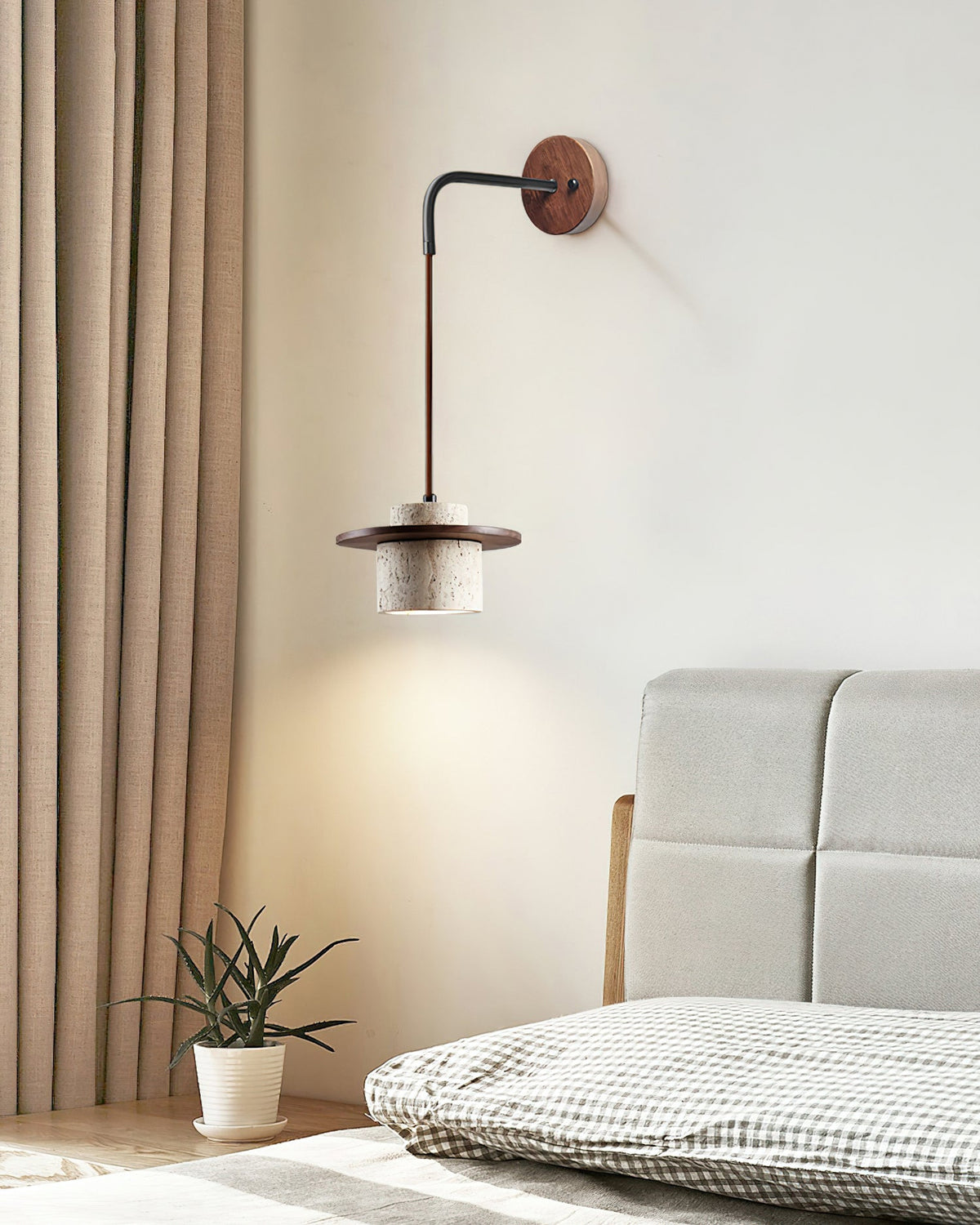 Rustic Textured Cata Stone Wall Lamp - view 4 | Liootrlamp