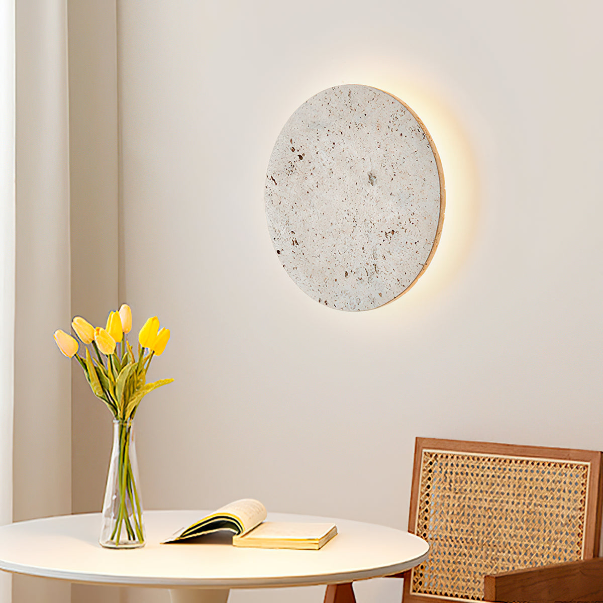 Round Natural Stone LED Wall Light - view 6 | Liootrlamp