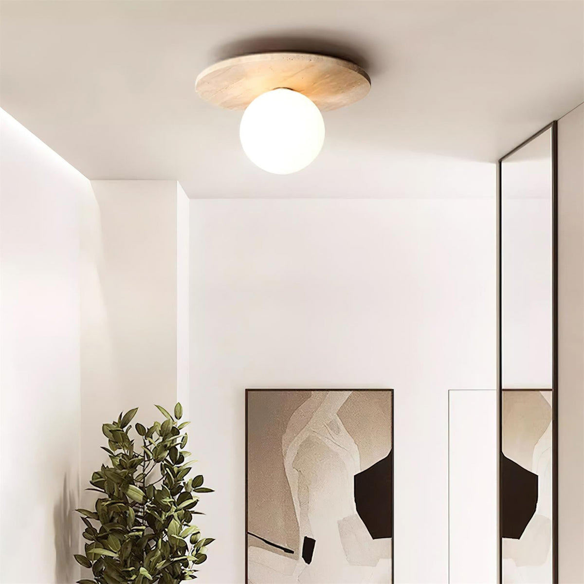 Minimalist Stone Disc Ceiling Light - view 6 | Liootrlamp