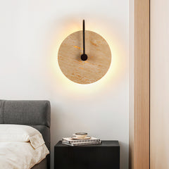 Minimalist Circular Travertine Wall Sconce