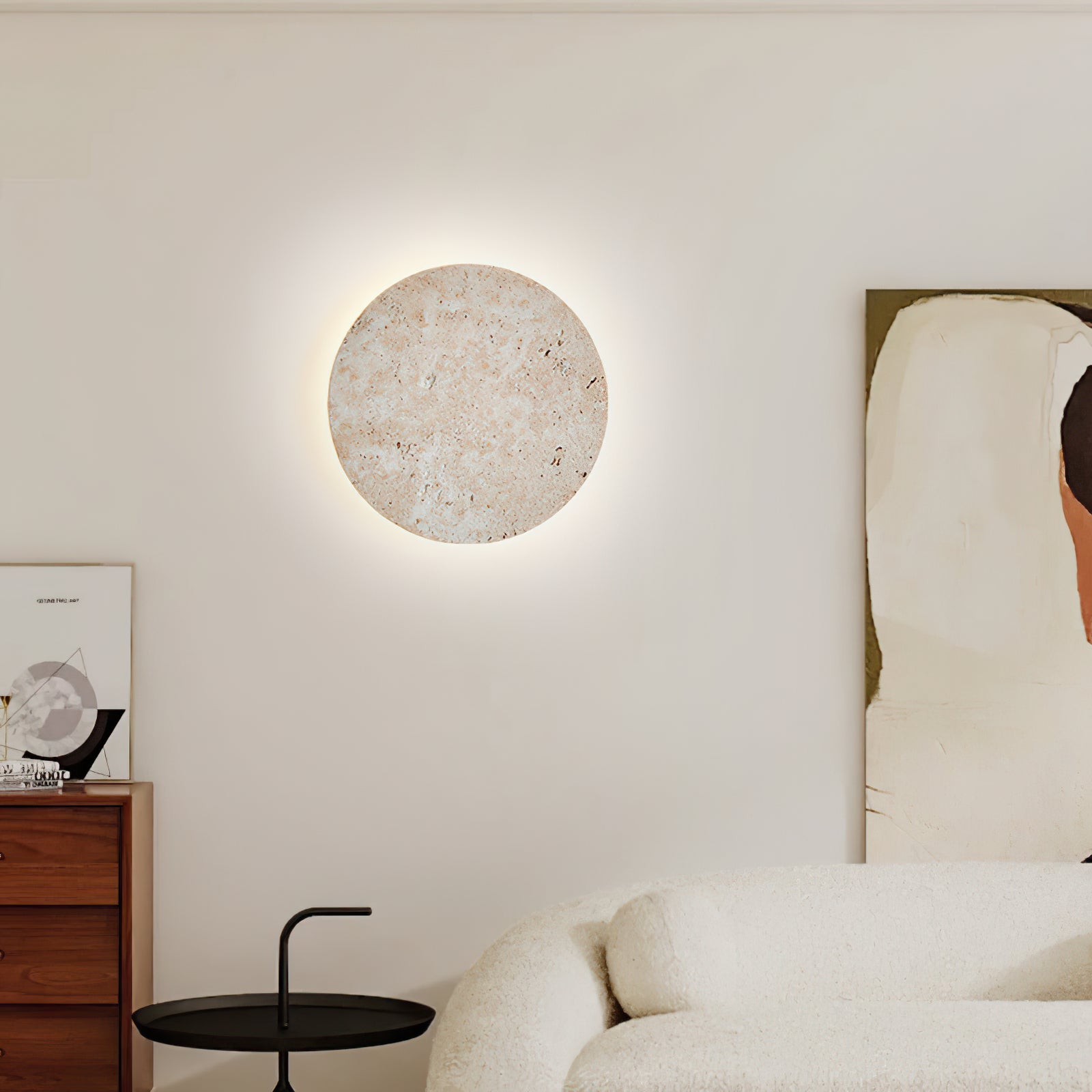 Round Natural Stone LED Wall Light - view 2 | Liootrlamp