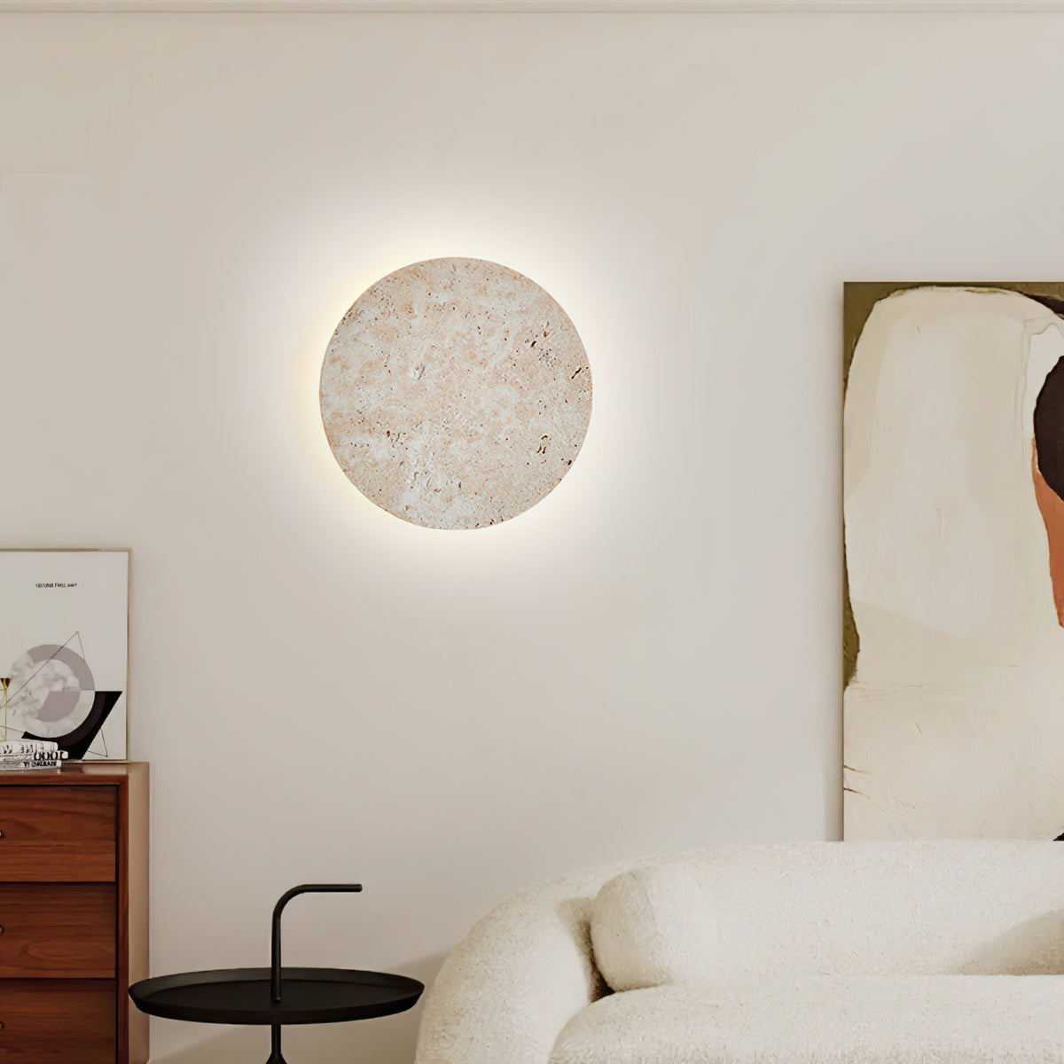 Round Natural Stone LED Wall Light - view 2 | Liootrlamp