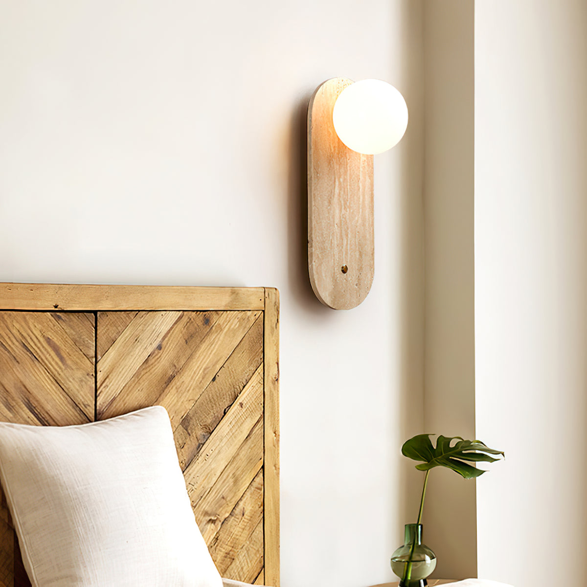Yellow Oval Travertine Wall Sconce - view 4 | Liootrlamp