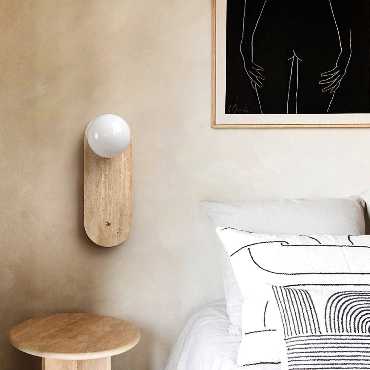 Yellow Oval Travertine Wall Sconce - view 5 | Liootrlamp
