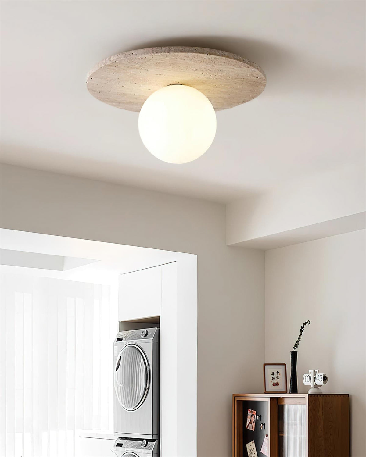 Minimalist Stone Disc Ceiling Light - view 9 | Liootrlamp