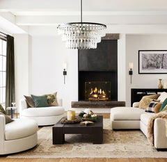 Gold Circular Textured Glass Chandelier