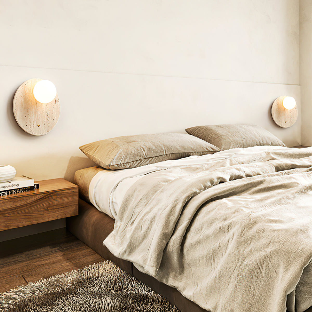 Japanese Oval Travertine Wall Light - view 5 | Liootrlamp