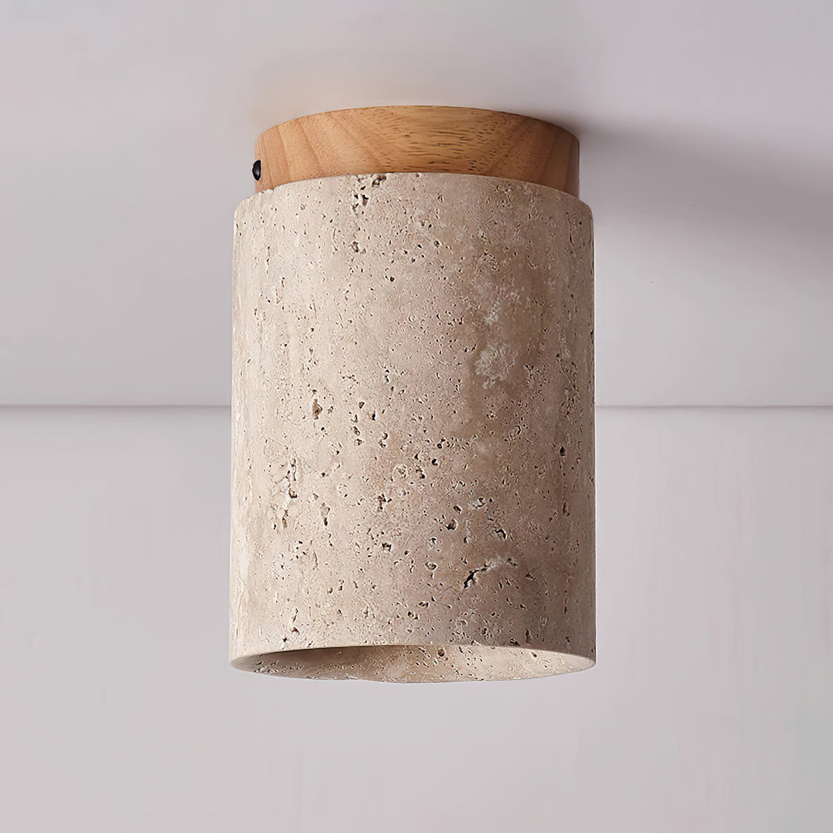 Wood and Stone Modern Flush Mount Light - view 14 | Liootrlamp