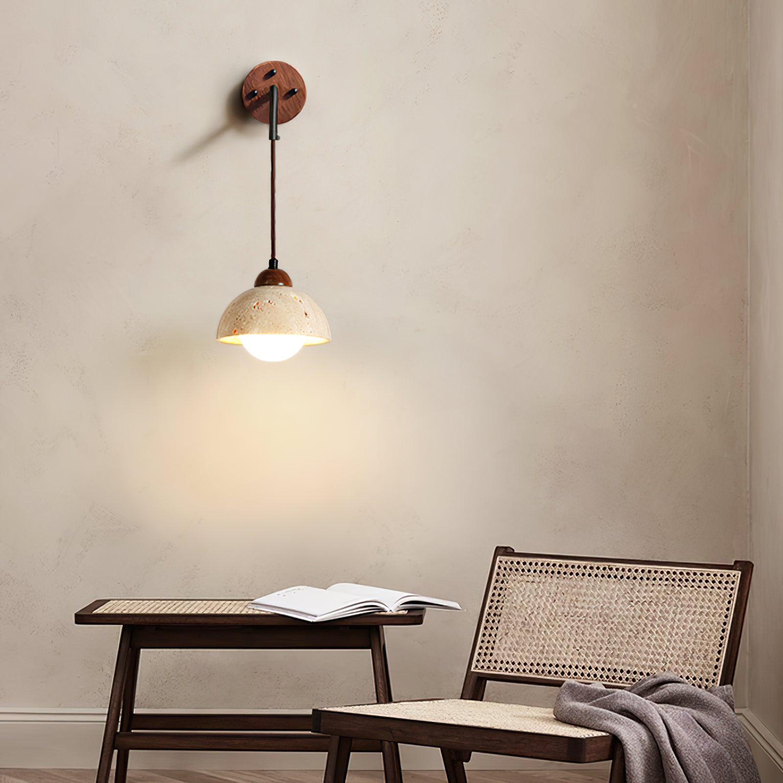 Wabi-sabi texture stone wall lamp - view 2 | Liootrlamp