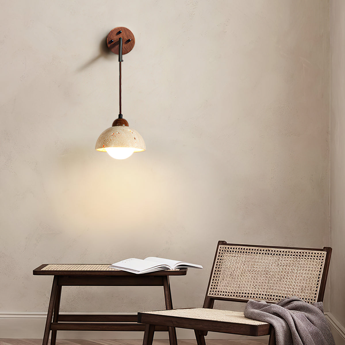 Wabi-sabi texture stone wall lamp - view 2 | Liootrlamp