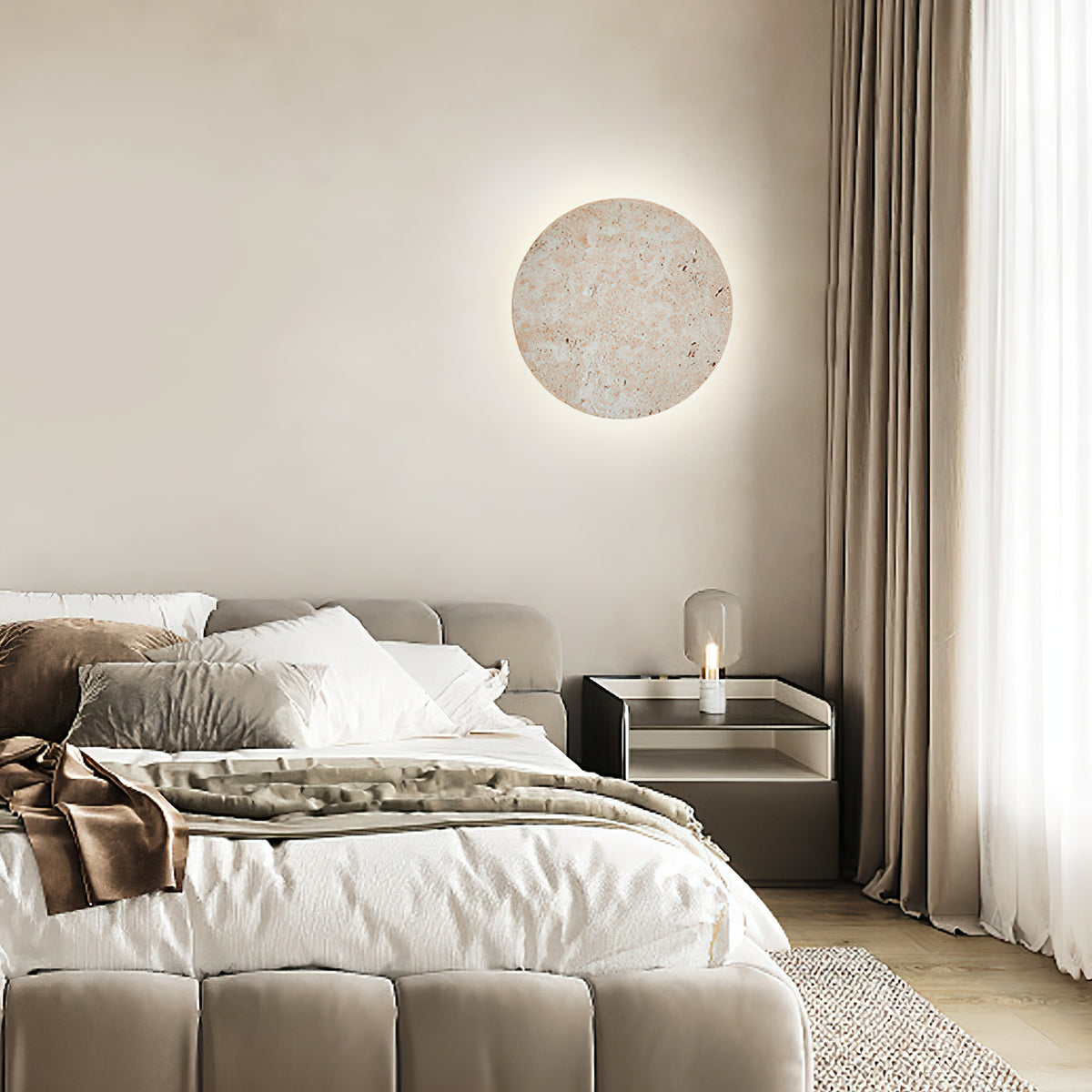 Round Natural Stone LED Wall Light - view 4 | Liootrlamp