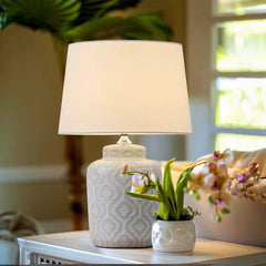 Textured Jar Table Lamp with Tapered Shade