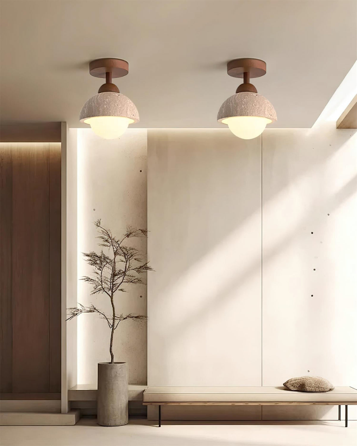 Travertine Flush Mount Ceiling Light - view 7 | Liootrlamp
