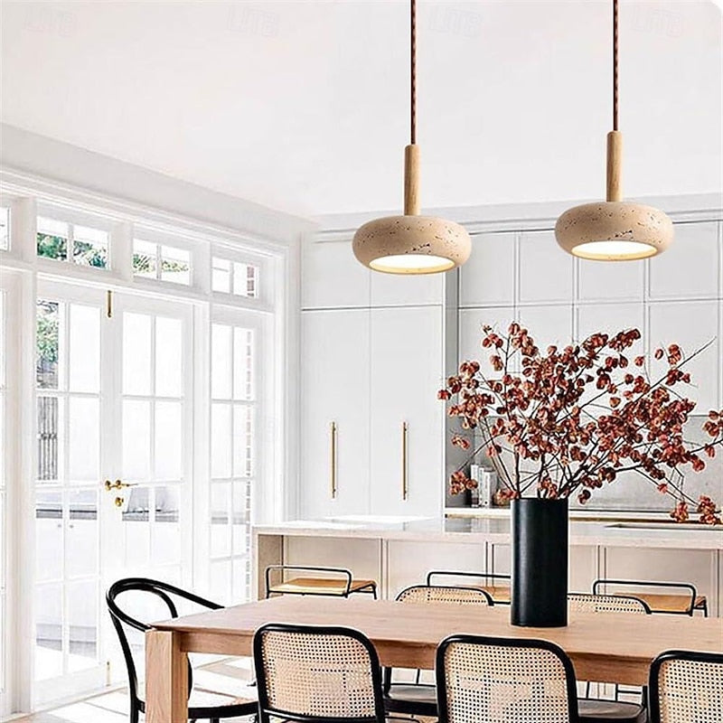 Hourglass Travertine Pendant Light - view 9 | Liootrlamp