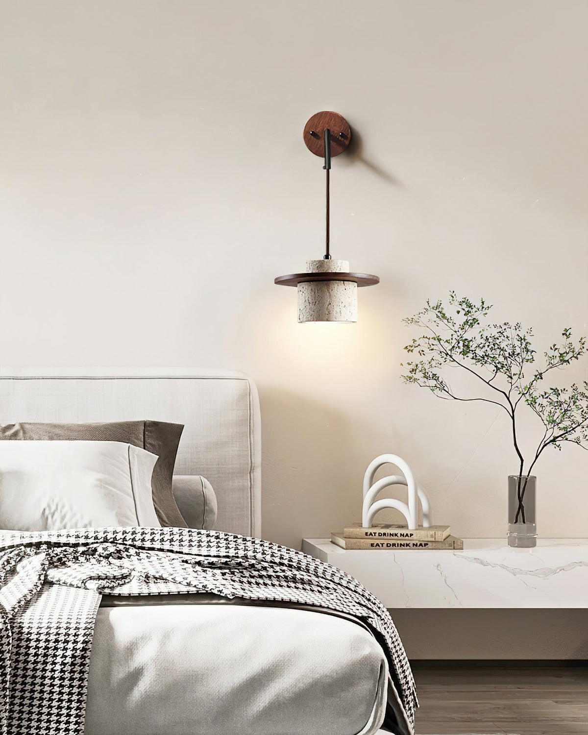 Rustic Textured Cata Stone Wall Lamp - view 8 | Liootrlamp
