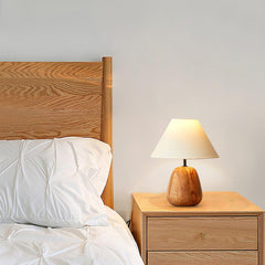 Grooved Country Wood Table Lamp