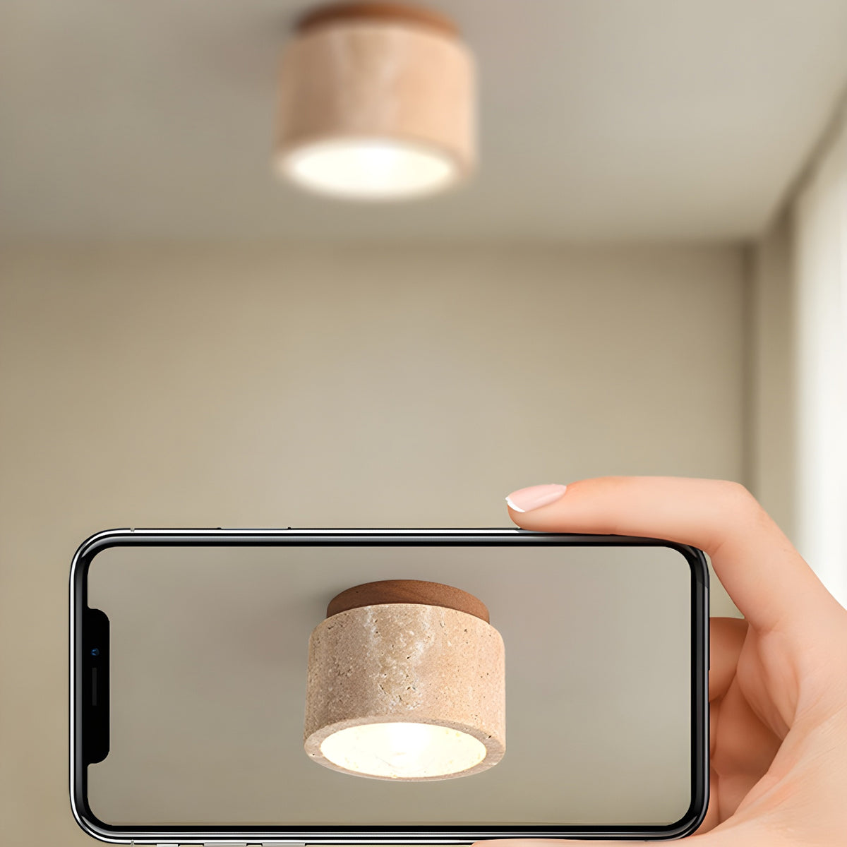Minimalist Rustic Stone Ceiling Light - view 9 | Liootrlamp