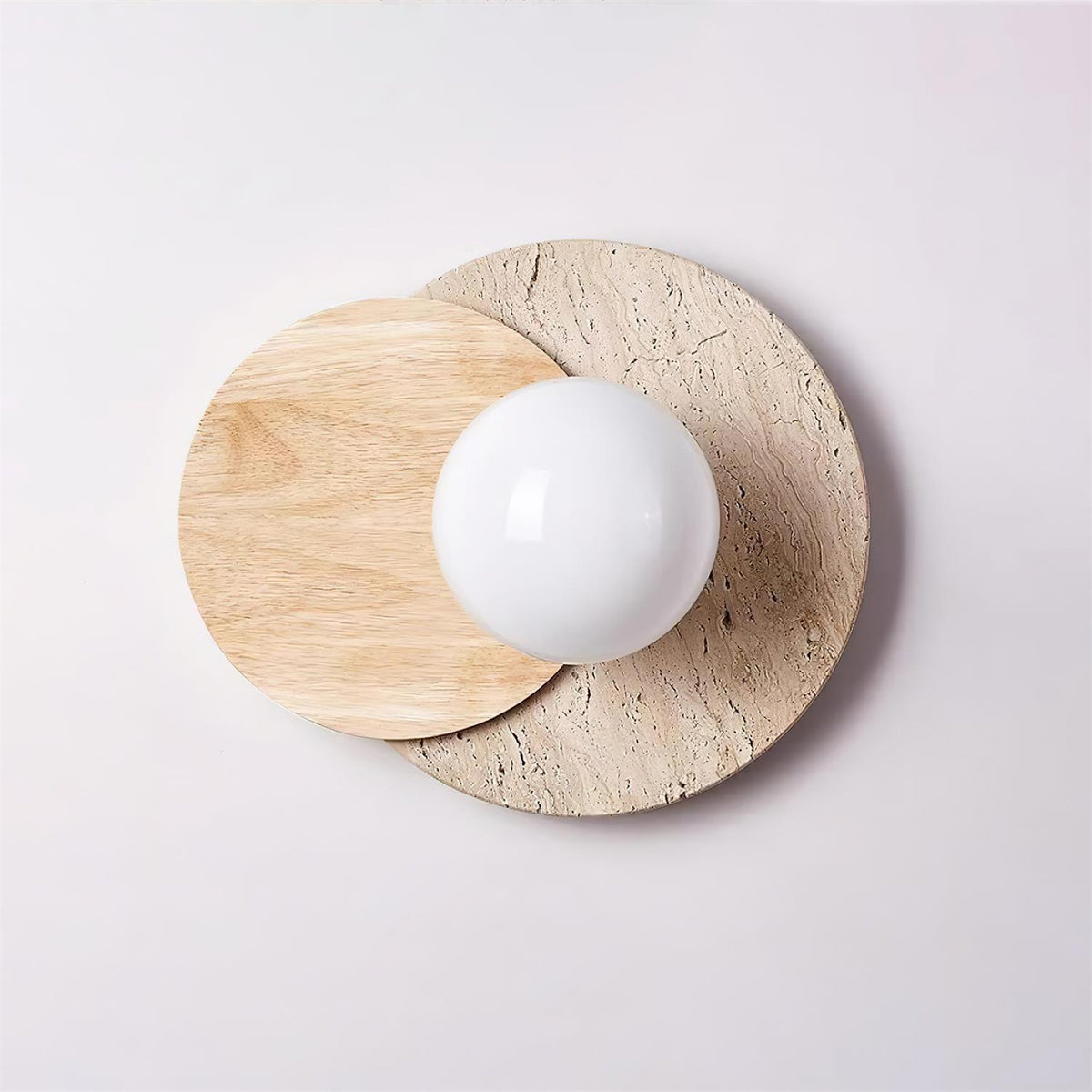 Partial Eclipse Wood & Stone Wall Light - view 16 | Liootrlamp