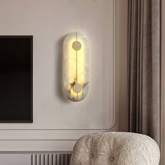 Oval Pill-Shaped Alabaster Wall Sconce