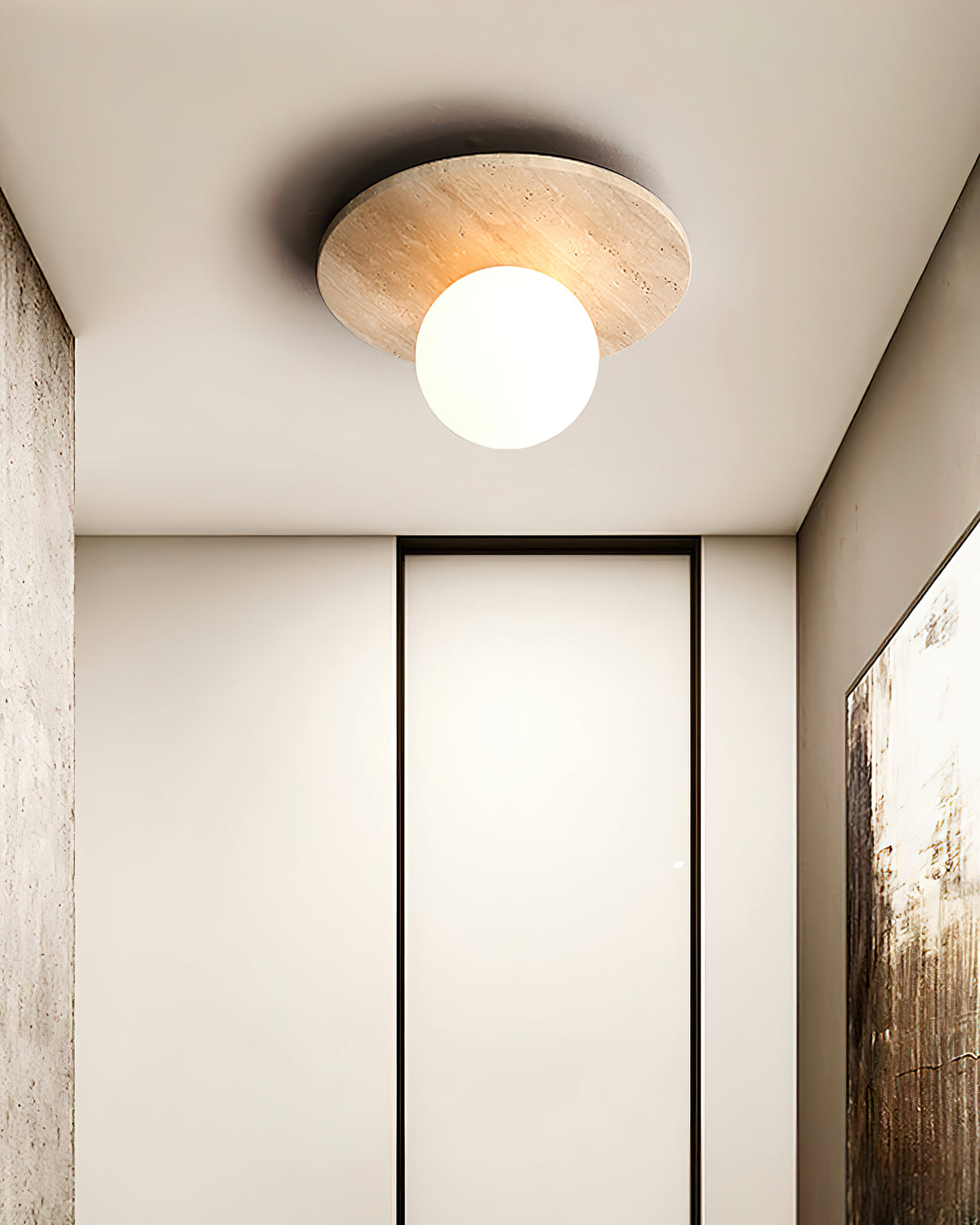 Minimalist Stone Disc Ceiling Light - view 11 | Liootrlamp