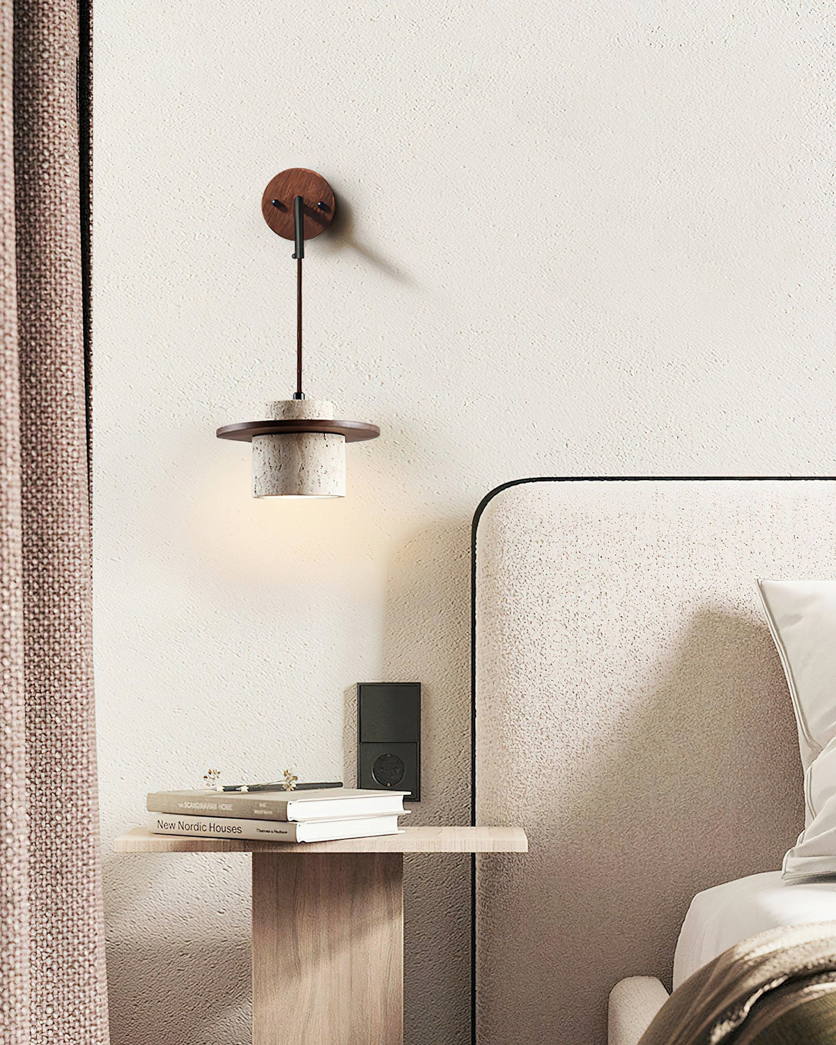 Rustic Textured Cata Stone Wall Lamp - view 6 | Liootrlamp