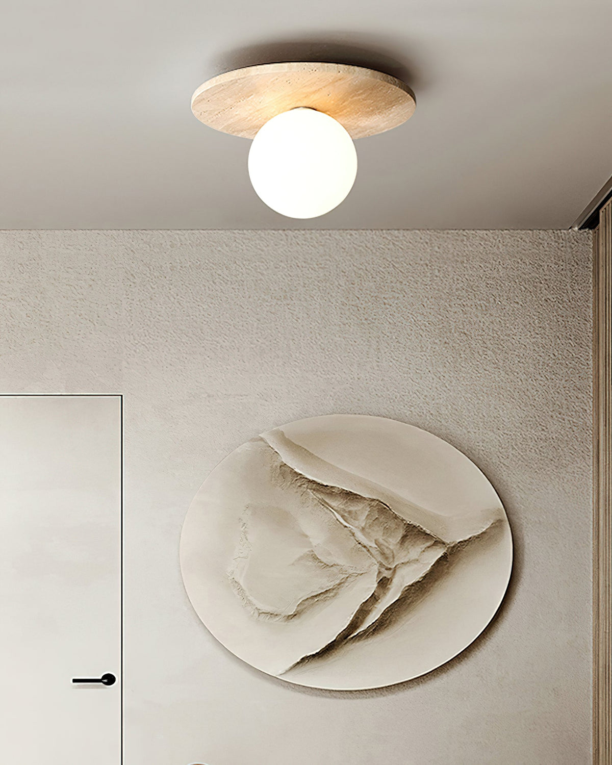 Minimalist Stone Disc Ceiling Light - view 10 | Liootrlamp