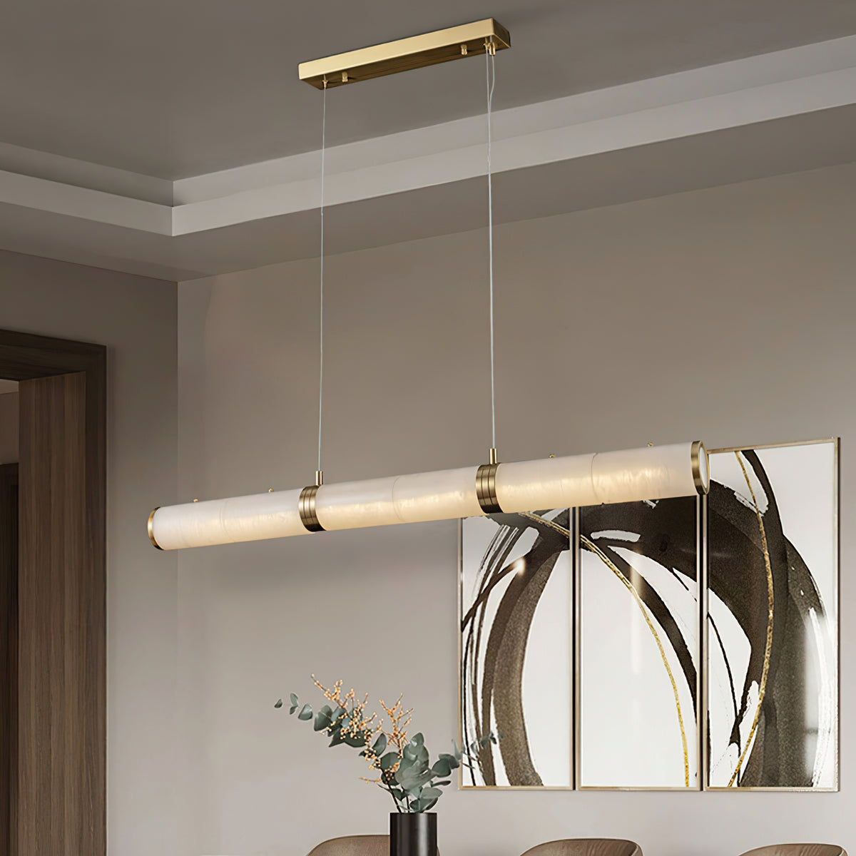 Alabaster Column Linear Chandelier - view 8 | Liootrlamp