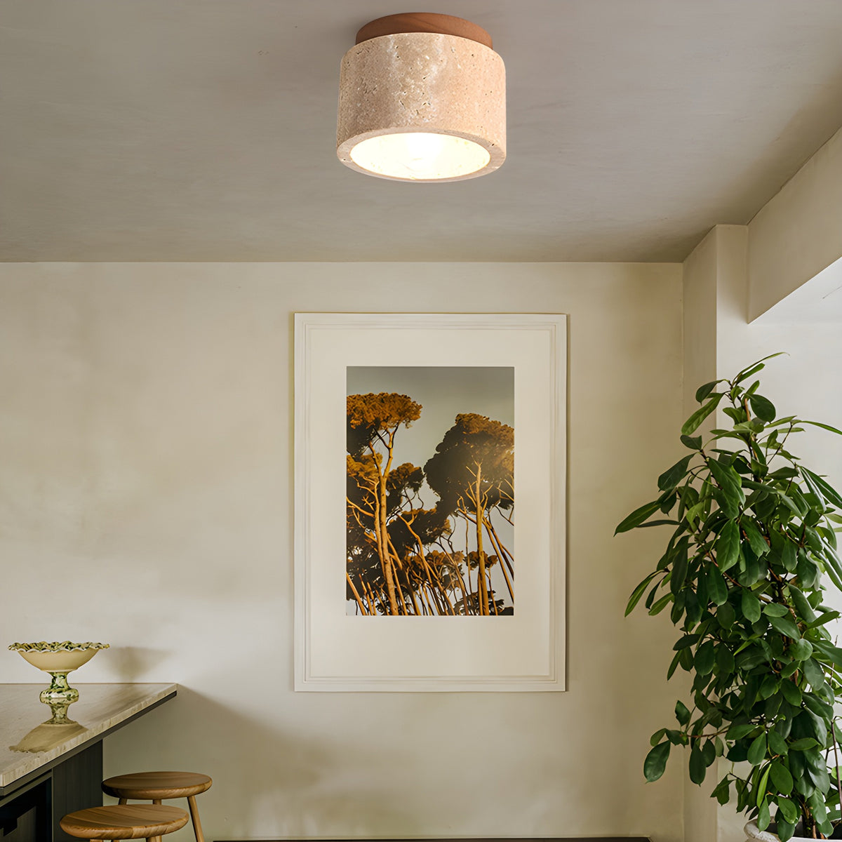 Minimalist Rustic Stone Ceiling Light - view 8 | Liootrlamp