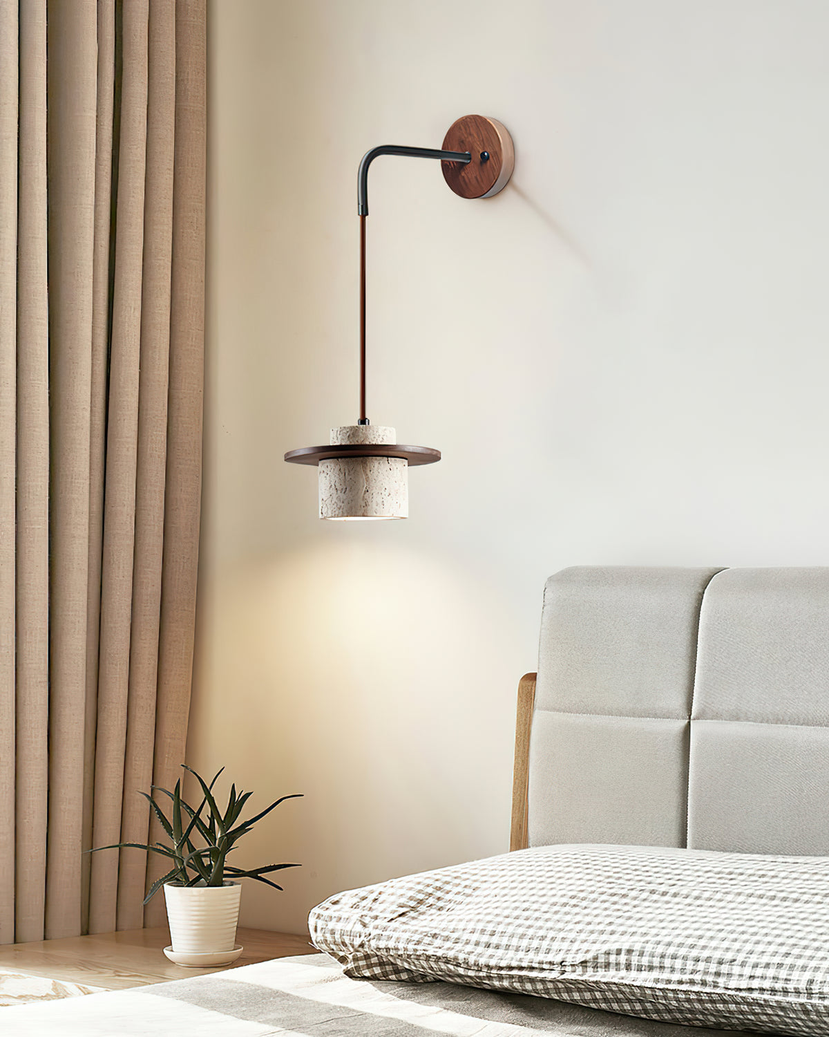 Rustic Textured Cata Stone Wall Lamp - view 9 | Liootrlamp