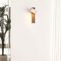 Minimalist Stone and Wood Wall Lamp