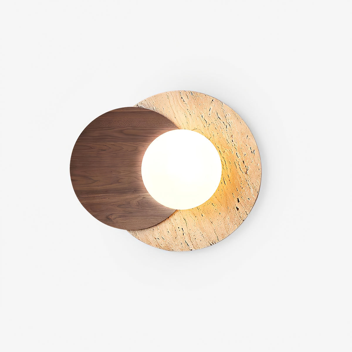 Partial Eclipse Wood & Stone Wall Light - view 15 | Liootrlamp