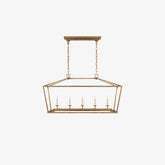 Gold Rectangular Lantern Linear Chandelier