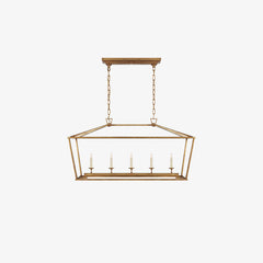 Gold Rectangular Lantern Linear Chandelier