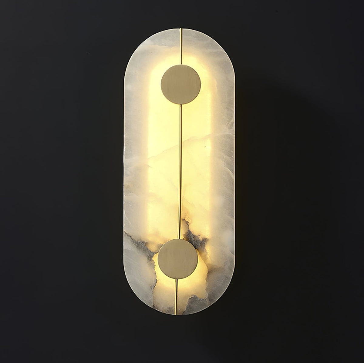 Oval Pill-Shaped Alabaster Wall Sconce - view 11 | Liootrlamp