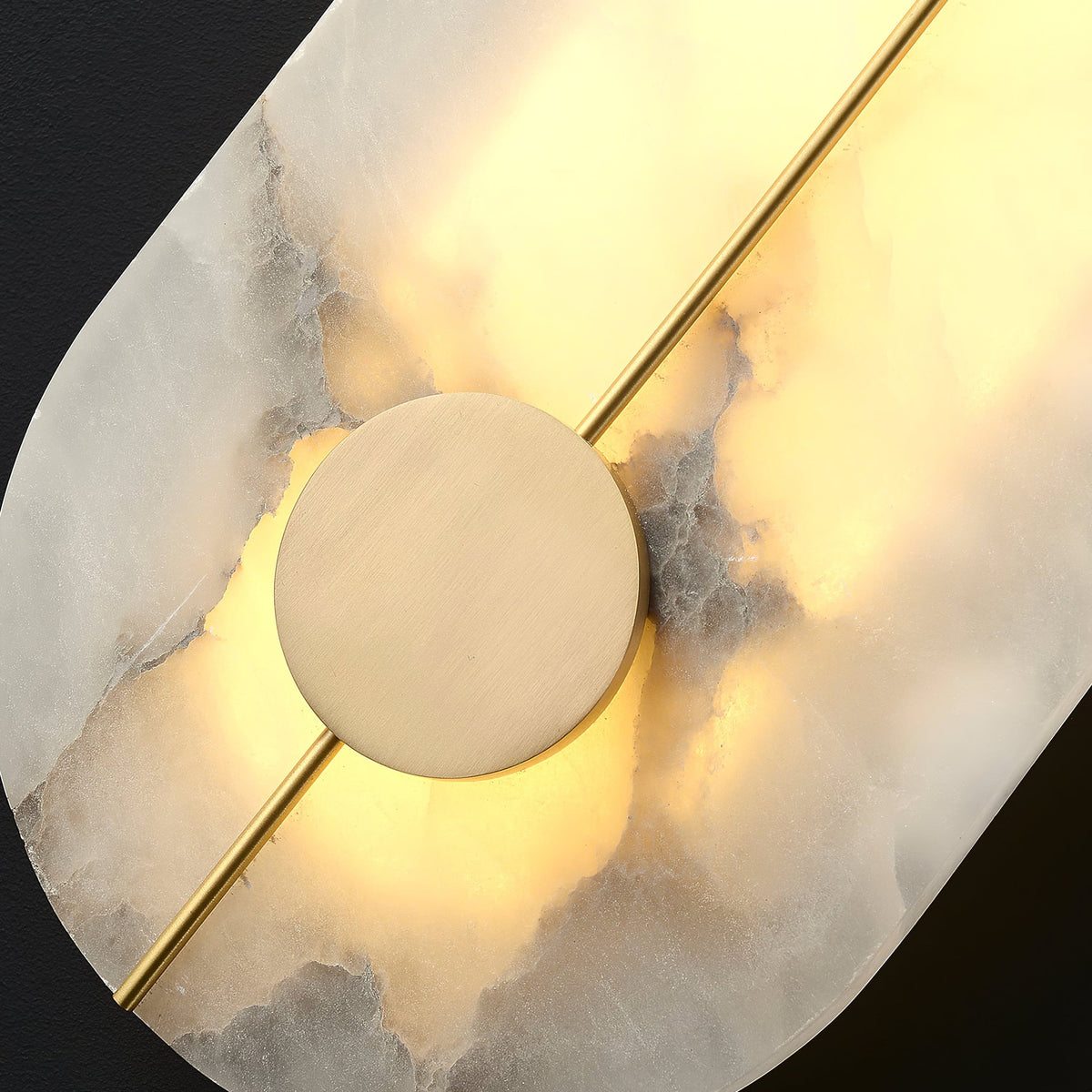 Oval Pill-Shaped Alabaster Wall Sconce - view 8 | Liootrlamp