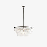 Gold Circular Textured Glass Chandelier