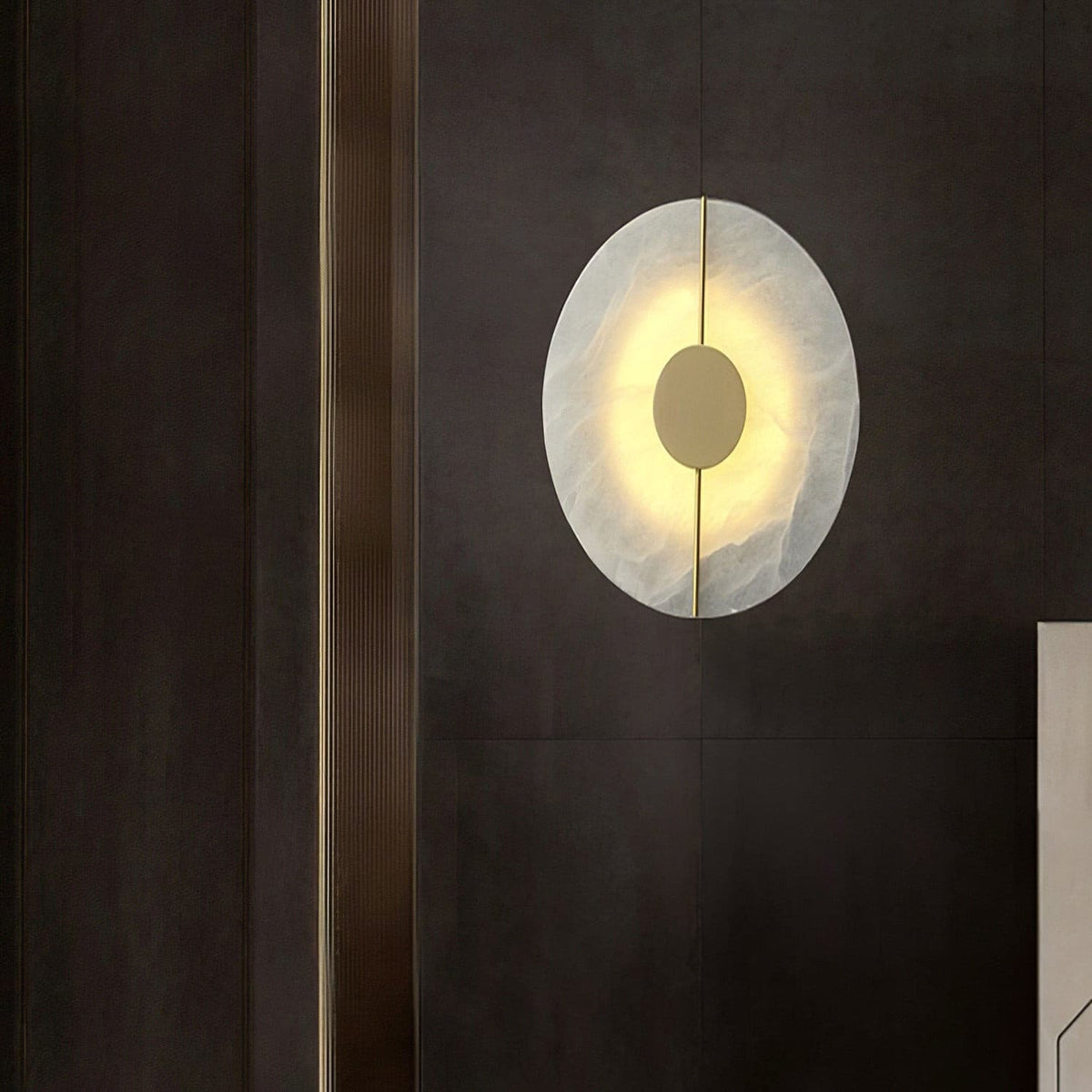 Zen Harmony Round Marble Wall Light - view 7 | Liootrlamp