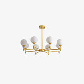 Brass Globe Mid-Century Modern Chandelier