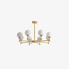 Brass Globe Mid-Century Modern Chandelier