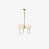 4-Light Brass Arm Chandelier with Fabric Shades