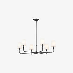 Fabric lampshade multi-head chandelier