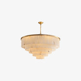 Alabaster multi-layered circular chandelier