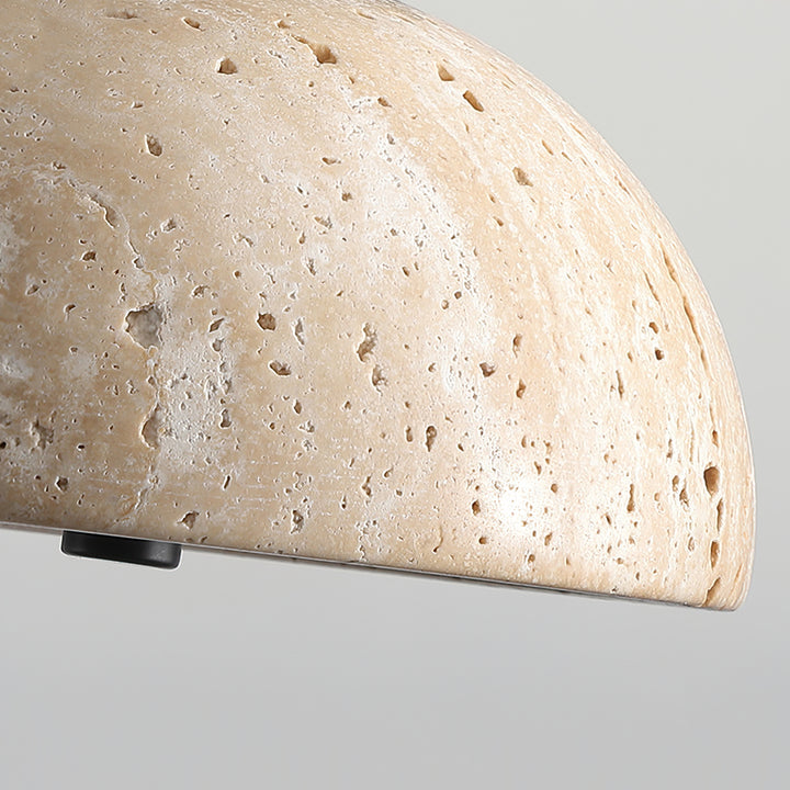 Japanese Style Double Bowl Travertine Pendant Light - view 10 | Liootrlamp