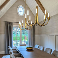 Rousseau 8-Light Brass Candle Chandelier