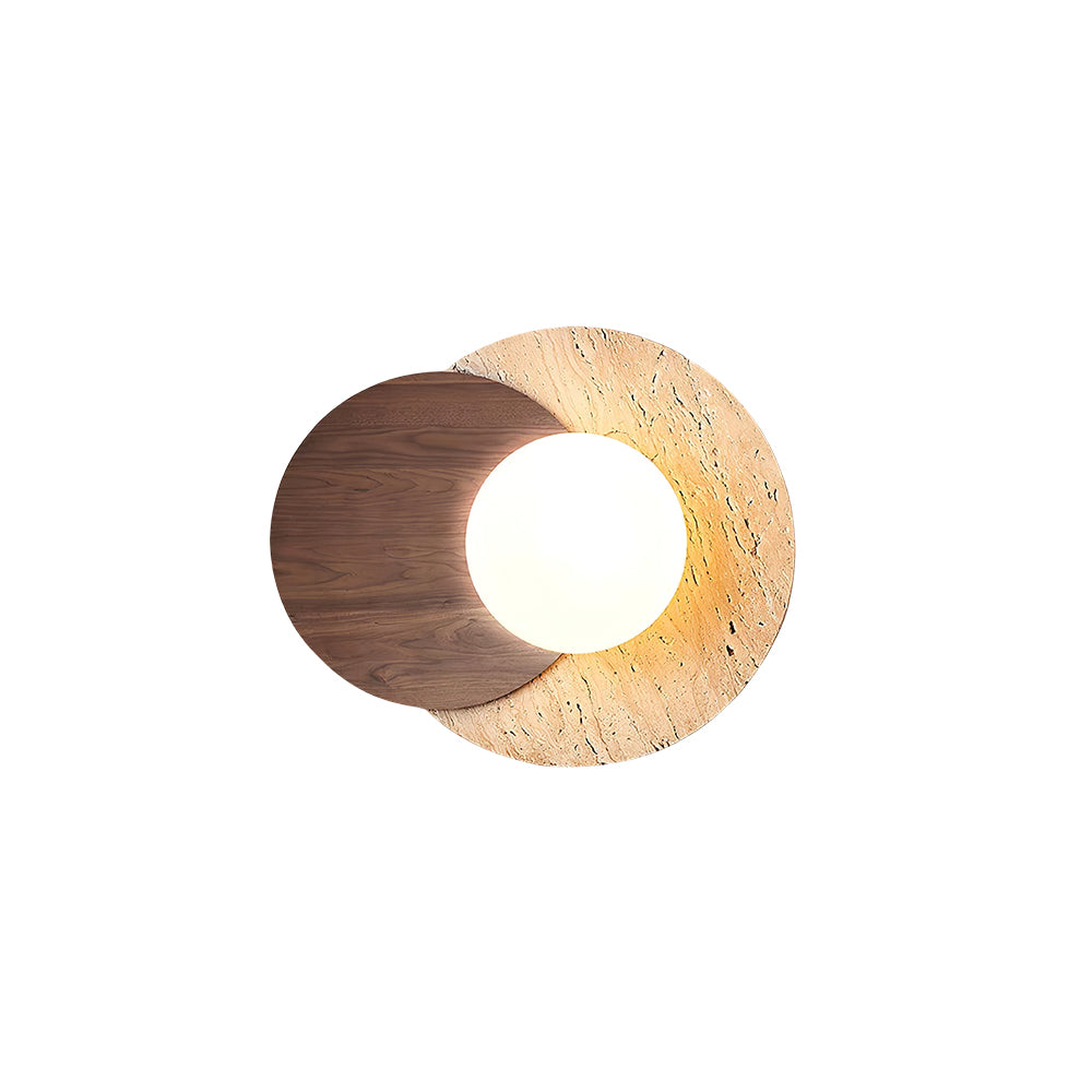 Partial Eclipse Wood & Stone Wall Light - view 19 | Liootrlamp